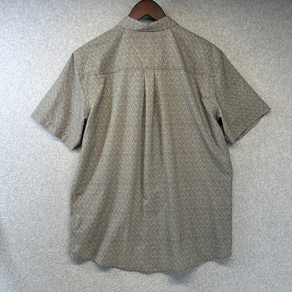 Voyager Alpine Shirt Mens Medium Gray Geometric Short Sleeve Button Up Pocket - Picture 2 of 13